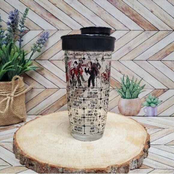 Vintage Hazel Atlas People Red Black Bar Cocktail Recipe Shaker Popular Drinks - Picture 1 of 5